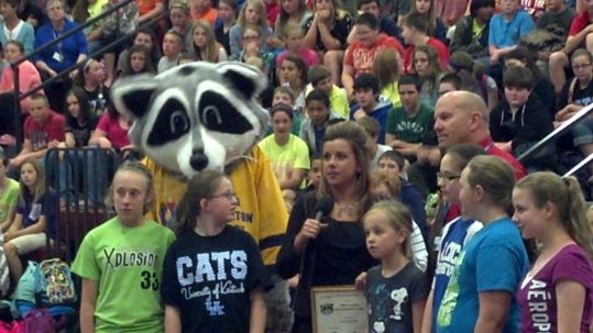 Poppy joins the students of Allen County Intermediate during a Poppy Field Trip.