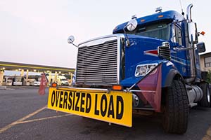 Oversized load warning on truck