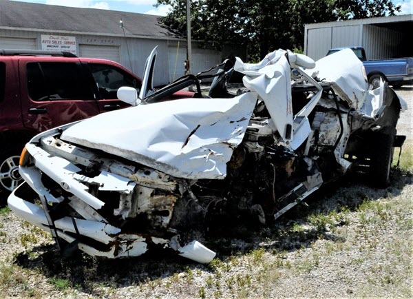 Photo of car after head-on collision in Kentucky