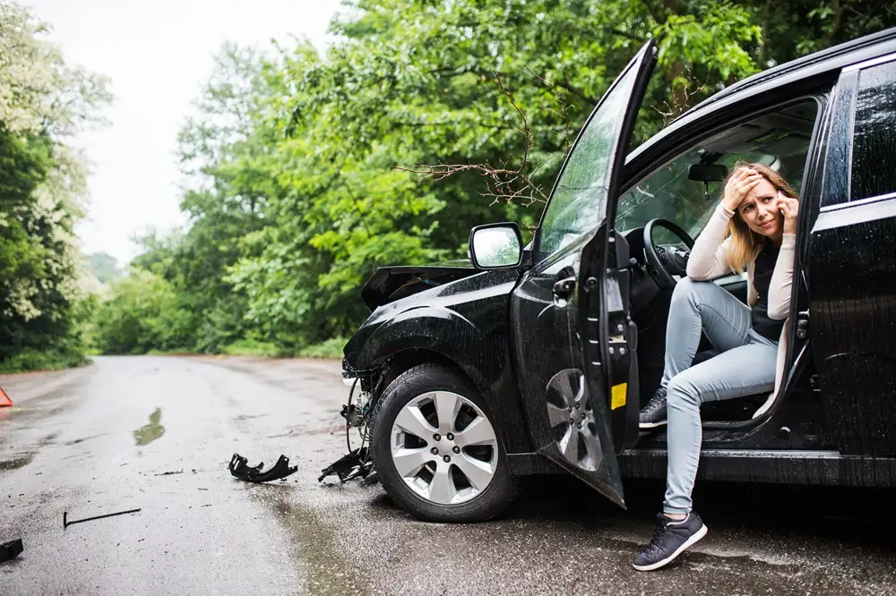 lady in car after hit and run