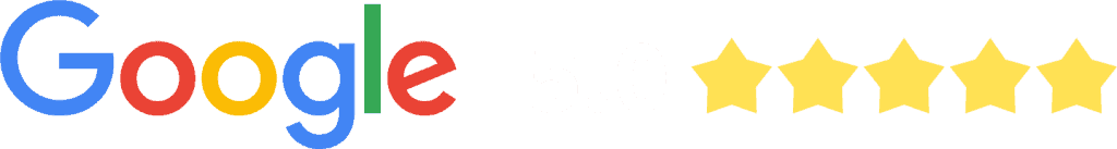 Google logo followed by a 5.0 rating and five yellow stars, indicating a perfect review score for exceptional Home services.