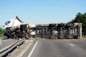 Truck Flips After Jackknifing
