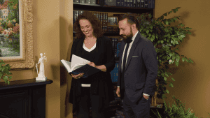 Flora and Kent in law library