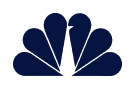 A blue stylized peacock logo with six feather shapes, representing the NBC television network, on a light gray background.